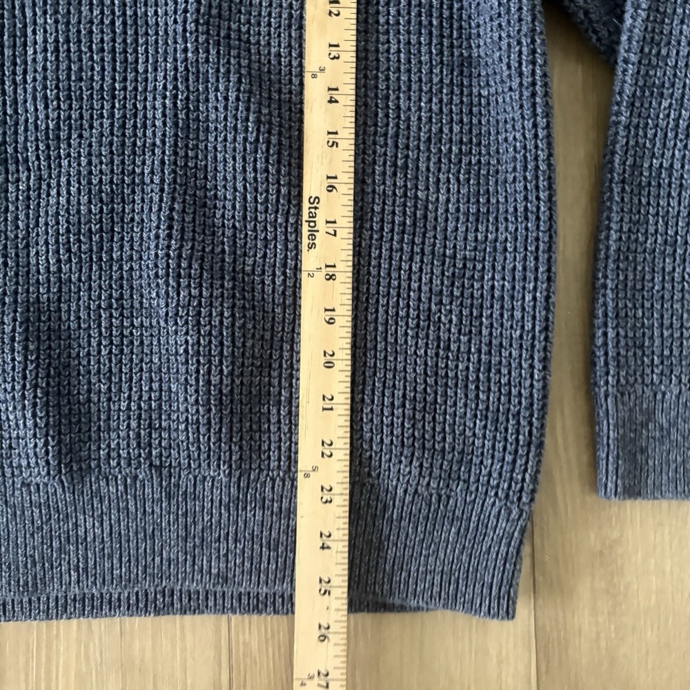 LL Bean Mens Large Organic Cotton Waffle Sweater Rollneck Crew Blue 509337 - Picture 6 of 6